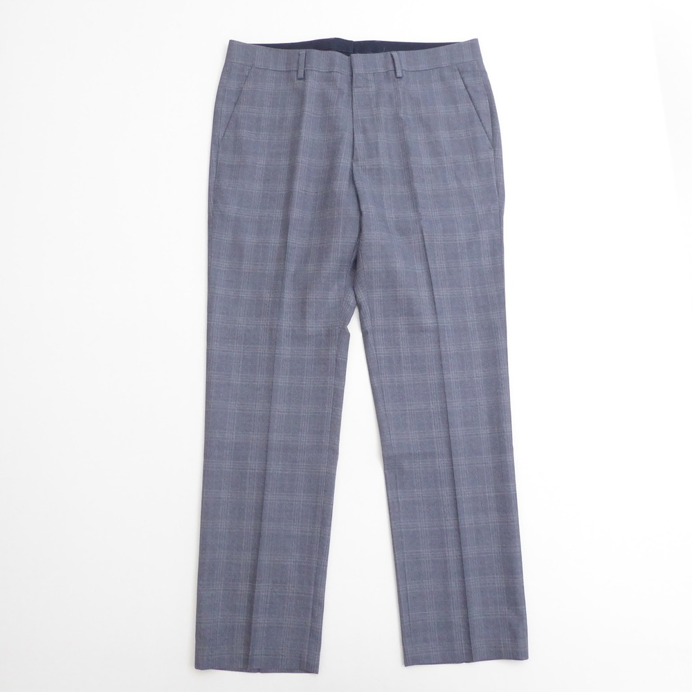 Bonobos Mens Dress Pants Blue Plaid Guabello Wool Blend Slim 34/30